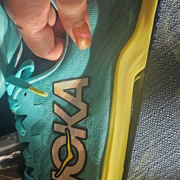 Hoka Blue and Yellow Athletic Shoes with Traction Sole - Picture 7 of 13